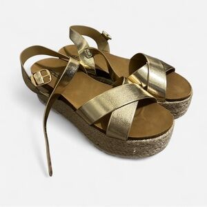 Soda Gold Espadrille Shoes with Strappy Design